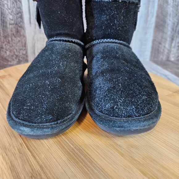 Bearpaw Val Suede Leather Wool Boot Toddler 6 Black Winter Sherpa Snow Outdoor - Picture 9 of 15